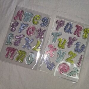 Bubbly Alphabet Acrylic Stamps‎ Shimmer Iridescent Letters Crafting Scrapbooking